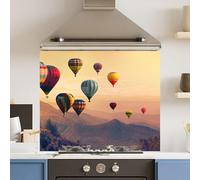Toughened 6mm Glass Kitchen Splashback 90 x 65cm Hot Air Balloon - Polished Edge Heat Resistant Back Splash for Cookers Hob