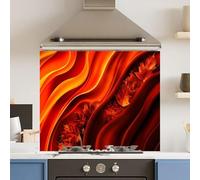 Toughened 6mm Glass Kitchen Splashback 90 x 65cm Lava Leaf - Polished Edge Heat Resistant Back Splash for Cookers Hob