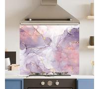Toughened 6mm Glass Kitchen Splashback 90 x 65cm Purple Cloud - Polished Edge Heat Resistant Back Splash for Cookers Hob