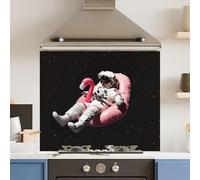 Toughened 6mm Glass Kitchen Splashback 90 x 65cm Space Flamingo - Polished Edge Heat Resistant Back Splash for Cookers Hob