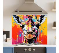 Toughened 6mm Glass Kitchen Splashback 90 x 75cm Colour Giraffe - Polished Edge Heat Resistant Back Splash for Cookers Hob