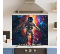 Toughened 6mm Glass Kitchen Splashback 90 x 75cm Floating Space - Polished Edge Heat Resistant Back Splash for Cookers Hob