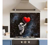 Toughened 6mm Glass Kitchen Splashback 90 x 75cm Love Space - Polished Edge Heat Resistant Back Splash for Cookers Hob