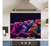 Toughened 6mm Glass Kitchen Splashback 90 x 75cm Neon Chameleon - Polished Edge Heat Resistant Back Splash for Cookers Hob