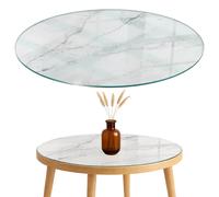 Toughened Glass Dining Table Top Protector Marble Design On Surface Round 80cm
