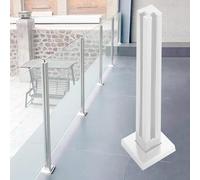 Toughened Safety Glass Balustrade Panels System, Deck Stairs Square Glass Railing Post with Clamp - Vertical Fence Support Column for Indoor and Outdoor Use