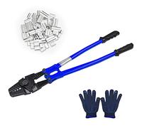 Tougher 24 Inch Hand Crimping Cutting Tool, Hand Swager Crimper Cutter for 1/16" 3/32" 1/8" 5/32" 3/16" Wires,with 50pc Aluminum Stop Sleeves Oval Sleeves