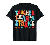 Tougher Than A Stroke Red Ribbon Stroke Survivor Groovy T-Shirt
