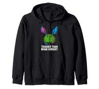 Tougher Than Brain Surgery Cool Mens Surgery Recover Zip Hoodie