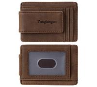 Toughergun Slim Minimalist Wallet for Men with Magnetic Money Clip Leather Wallet, Credit Card Holder RFID Blocking Front Pocket Holds Cash and Cards, Coffee