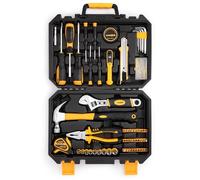 ToughHub 100 Pcs Tool Kit - DIY Hand Tool Set for Home Repairs & Maintenance - Tool Box with Tools Included Plier, Hammer, Adjustable Wrench, and Hex Key Set (2.96, Kilograms) (Yellow, 100)