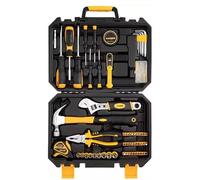 ToughHub 100 Pcs Tool Kit - DIY Hand Tool Set for Home Repairs & Maintenance - Tool Box with Tools Included Plier, Hammer, Adjustable Wrench, and Hex Key Set (2.96, Kilograms) (Yellow, 99)