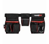 ToughHub Heavy Duty 1680D Nylon Work Tool Belt Pouch - 9 Pockets Adjustable Tool Belts for Men, Electricians, Carpenters & Plumbers - Hammer Loop & Multi-Compartment Waist Bag