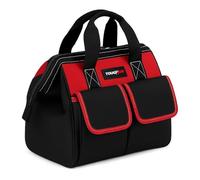 ToughHub Heavy Duty Waterproof Tool Bag 12 Inch - Wide Mouth Tool Organiser with 5 Pockets, Double-Stitched 1680D Fabric, Compact Tool Tote for Electricians, Plumbers & DIY