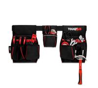 ToughHub Tool Belt for Men, 1680D Heavy Duty Nylon Work Belt, 9 Pockets | Holds 11 kg of tools. Double-stitched, reflective trim, adjustable 28-44" waist. For electricians, builders and joiners.
