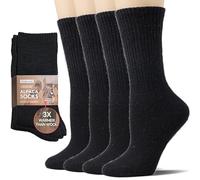 Toughland Alpaca Wool Socks for Men and Women - Non-Itchy, Full Cushion Warm Crew Socks - for Cold Weather, Hiking, Black-2pairs, L