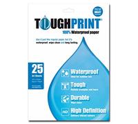 Toughprint A4-Inkjet Waterproof Paper, 25 Sheets High-Definition, Durable, Wipe Clean Sheets, Ideal for Outdoor Sports, Map Printing and Signs