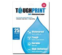 Toughprint A4-Laser Waterproof Paper, 25 Sheets High-Definition, Durable, Wipe Clean Sheets, Ideal for Outdoor Sports, Map Printing and Signs