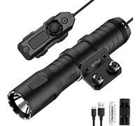 TOUGHSOUL M-Rail Picatinny Tactical Flashlight 1250 Lumens, Rechargeable Flashlight with Remote Pressure Switch LED Light with Rechargeable Batteries and Charger Included (M-Rail Mounted)