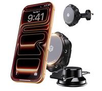 ToughTested MagTough 3-in-1 MagSafe Car Mount - Ultra-Strong Magnetic Phone Holder for Your Car with 360° Rotation & Foldable Support Legs, Fits All Phones, Mounts on Dashboard, Display & Vent