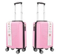 TOUGHWEAR NO QUALITY NO FUTURE 2 Pack Lightweight Carry-On ABS+PC Hard Shell Hand Luggage Travel Trolley Case with TSA Combination Lock and 4 Spinner Wheels (Pink)