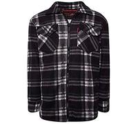 TOUGHWEAR NO QUALITY NO FUTURE Men's Padded Lumberjack Casual Long Sleeve Multicoloured Flannel Sherpa Fur Lined Zipper Warm Thick Top Quilted Shirt Coats Jacket UK Size S-5XL (GREY WITH COLLAR, XL)