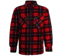 TOUGHWEAR NO QUALITY NO FUTURE Men's Padded Lumberjack Casual Long Sleeve Multicoloured Flannel Sherpa Fur Lined Zipper Warm Thick Top Quilted Shirt Coats Jacket UK Size S-5XL (RED WITH COLLAR, 4XL)
