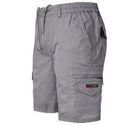 TOUGHWEAR NO QUALITY NO FUTURE New Men's Elasticated Waist Knee Length Cargo Combat Shorts Plain Cotton (M-3XL) (Grey, 3XL)