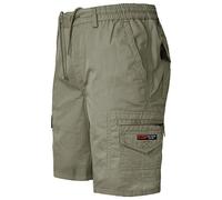 TOUGHWEAR NO QUALITY NO FUTURE New Men's Elasticated Waist Knee Length Cargo Combat Shorts Plain Cotton (M-3XL) (Green, XXL)