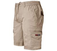 TOUGHWEAR NO QUALITY NO FUTURE New Men's Elasticated Waist Knee Length Cargo Combat Shorts Plain Cotton (M-3XL) (Beige, XL)