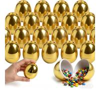 TOUGS 24 Pcs Gold Easter Eggs, 2.4 Inches Plastic Eggs, Perfect for Easter Egg Hunt, Easter Hunt, Easter Theme Party Favor