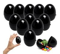 TOUGS Fillable Easter Eggs 24 Pack 2.4 Inch Black Plastic Easter Eggs, Perfect for Easter Egg Hunt, Easter Theme Party Favor, Fillable Eggs