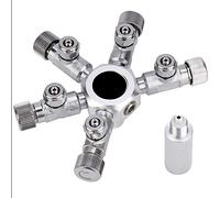 TOUISEDGI Aquarium CO2 Splitter Valve Fish Tank Multi Ways Distributor Split to Different Outlets and Anti-slip Design for Precise Regulation of CO2 and Pressure Gauge Connector (5 passes)