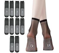 TouKingda 5 Pairs Sheer Ankle High Pop Socks for Women, Ultrathin Invisible Crystal Silk Sock, Anti-slip Bottom Silky Breathable Hosier Summer Nylon Socks Match with Heel Sneaker Skirt Dress (Black)