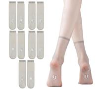 TouKingda 5 Pairs Sheer Ankle High Pop Socks for Women, Ultrathin Invisible Crystal Silk Sock, Anti-slip Bottom Silky Breathable Hosier Summer Nylon Socks Match with Heel Sneaker Skirt Dress (Grey)