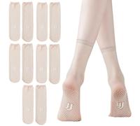 TouKingda 5 Pairs Sheer Ankle High Pop Socks for Women, Ultrathin Invisible Crystal Silk Sock, Anti-slip Bottom Silky Breathable Hosier Summer Nylon Socks Match with Heel Sneaker Skirt Dress (Nude)