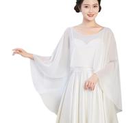 TouKingda Sheer Chiffon Shawl Cape for Women, High Low Capelet Long Shawl and Wrap for Wedding Dresses Bridal Bridesmaid Bolero Shrug Cover Ups for Evening Party Dress Elegant Sunblock Shawls (White)