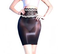 TouKingda Women's Glossy Bodycon Mini Skirts Sexy See Through Short Pencil Skirts Stretchy Lace Trim High Waisted Skirt Shiny Wet Look Y2K Plain Hip Skirt for Rave Party Nightclub, Black