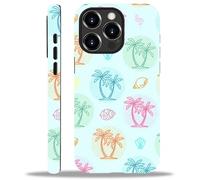 Toulas Case Compatible with iPhone 15 Pro Max,for Woman Men Full Body Protective Cover Shockproof Silicone + Hard PC,2-Layer Protection,Colorful Coconut Tree Shells