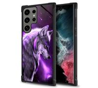Toulas Case Compatible with Samsung Galaxy S24 Ultra,Purple Fantasy Starlight Wolf Back+Soft Silicone Acrylic TPU Design Shock Fall Prevention Protective Case for Samsung Galaxy S24 Ultra