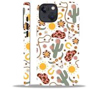 Toulas Case for iPhone 13/14,2-Layer Protection, Shockproof and Scratch-Resistant for Women Girls，Retro Cowboy Cactus Flowers
