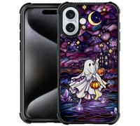 Toulas Case for iPhone 16 Plus,All-Round Protection Shockproof Anti-Scratches TPU Cover,Cases for Woman Man,Halloween Stained Glass Cute Ghost Pumpkin