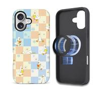 Toulas Case for iPhone 16 Plus,[Compatible with MagSafe],Scratch Resistant Hybrid Double Layer Hard Shell，Cute Duck Checkerboard Pattern Design
