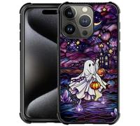 Toulas Case for iPhone 16 Pro,All-Round Protection Shockproof Anti-Scratches TPU Cover,Cases for Woman Man,Halloween Stained Glass Cute Ghost Pumpkin