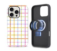 Toulas Case for iPhone 16 Pro Max,[Compatible with MagSafe],Scratch Resistant Hybrid Double Layer Hard Shell，Cheerful Pastel Checkered Print3 Pattern Design