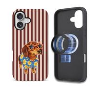 Toulas Case for iPhone 17,[Compatible with MagSafe],Scratch Resistant Hybrid Double Layer Hard Shell，Hawaiian Shirt Dog Print with Stripes Pattern Design