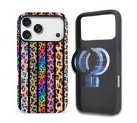 Toulas Case for iPhone 17 Pro,[Compatible with MagSafe],Scratch Resistant Hybrid Double Layer Hard Shell，Line Colored Leopard Print Pattern Design