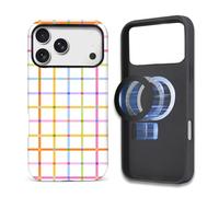 Toulas Case for iPhone 17 Pro Max,[Compatible with MagSafe],Scratch Resistant Hybrid Double Layer Hard Shell，Cheerful Pastel Checkered Print3 Pattern Design