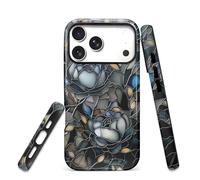 Toulas Case for iPhone 17 Pro,Scratch Resistant Hybrid Double Layer Hard Shell，Mosaic Dark Academia Flower Pattern Design