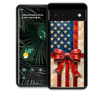 Toulas for Google Pixel 8 Case,Colored Glass American Flag Bow Design，All-Round Protection Shockproof Anti-Scratches TPU Cover,Cases for Woman Man